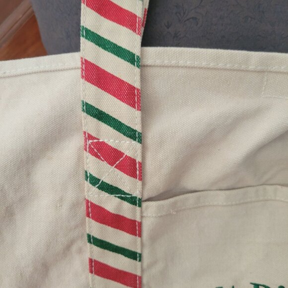 Walt Disney World Canvas Tote Bag 1971 Logo Red & Green Striped Handles Cream/Re - Picture 3 of 11